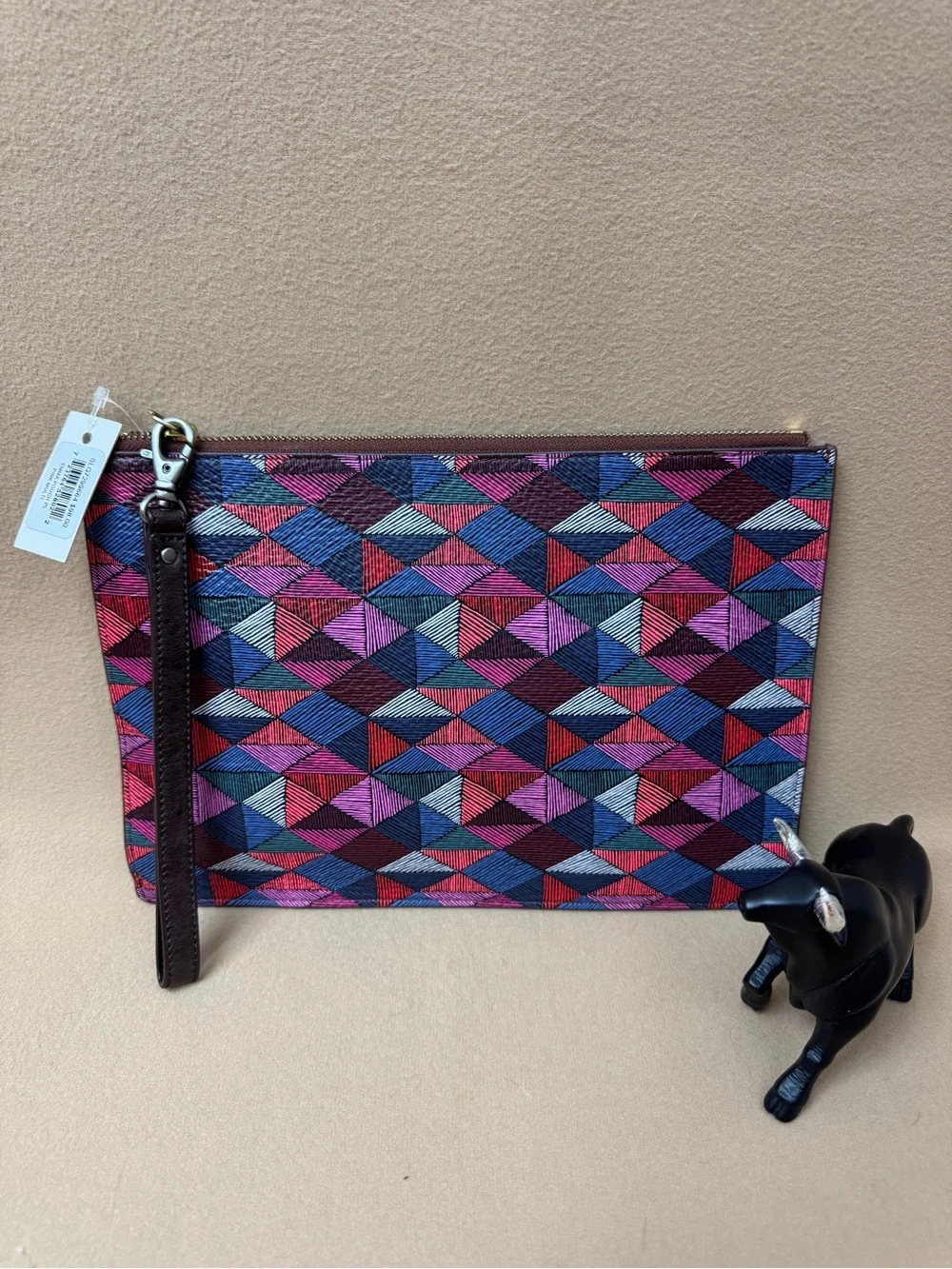 FOSSIL Emma Abstract  Multicolor Coated Canvas Unisex Clutch Wallet Pouch NWT